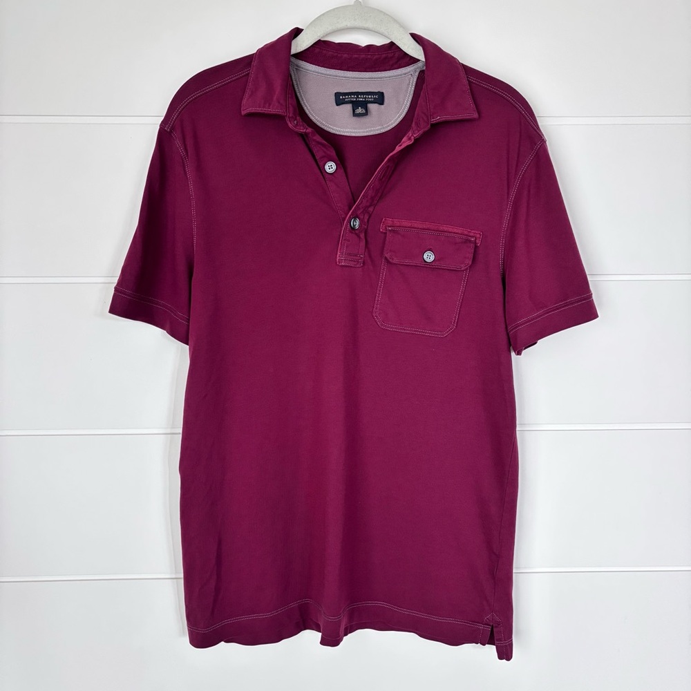 Banana Republic Maroon Red Polo Shirt Classic Short Sleeve Men's Size Small